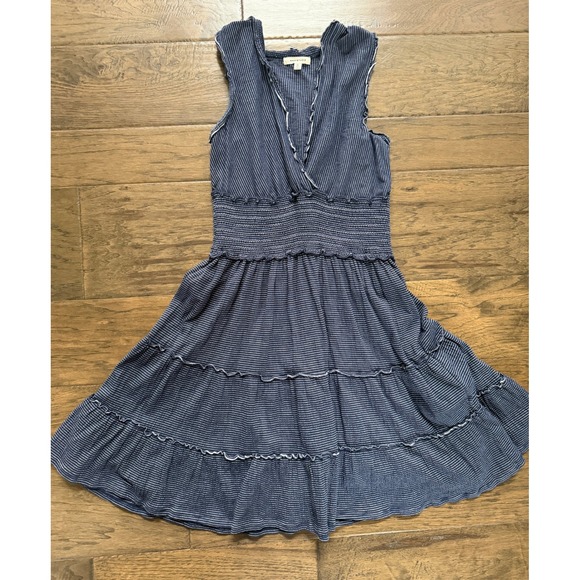 Max Studio Dresses & Skirts - Max Studio Blue Striped Sleeveless Dress Boho Coastal Grandma Size M